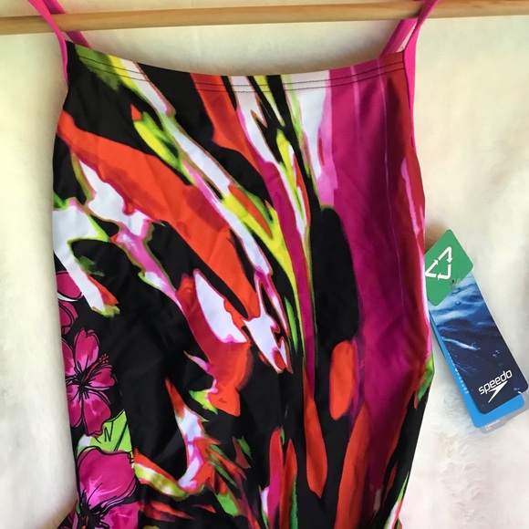 NWT Speedo Swimsuit PowerFLEX Eco Competitive Bright Print Womens 8 / 34 - Picture 2 of 7